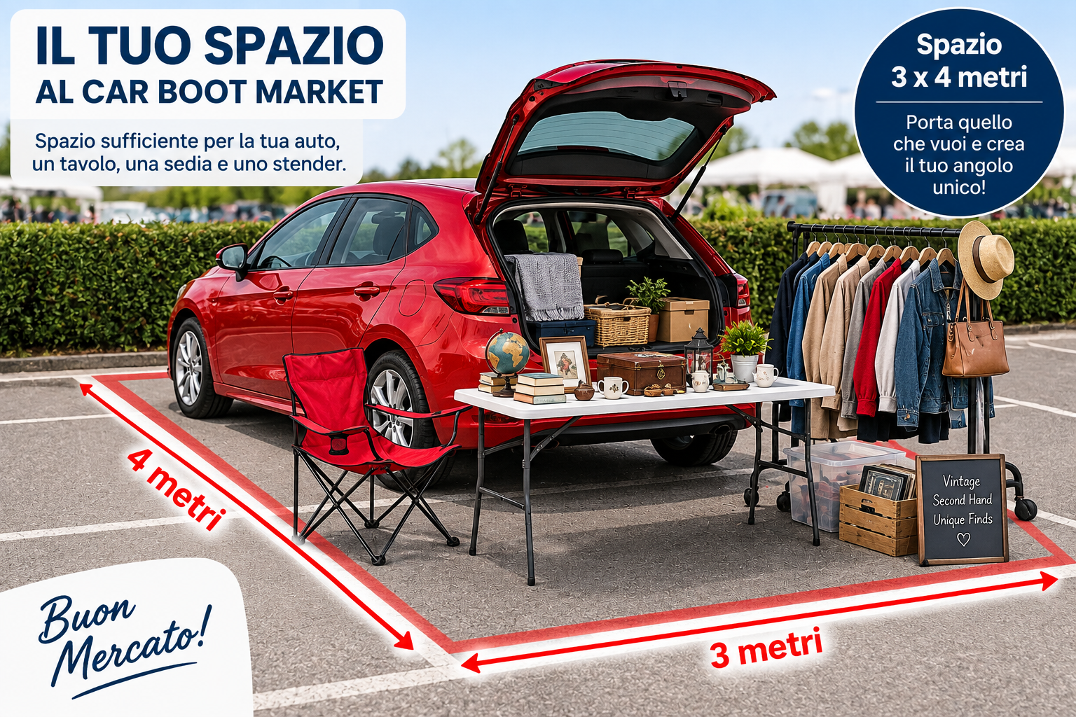 Dimensioni dello spazio espositore CarBoot
